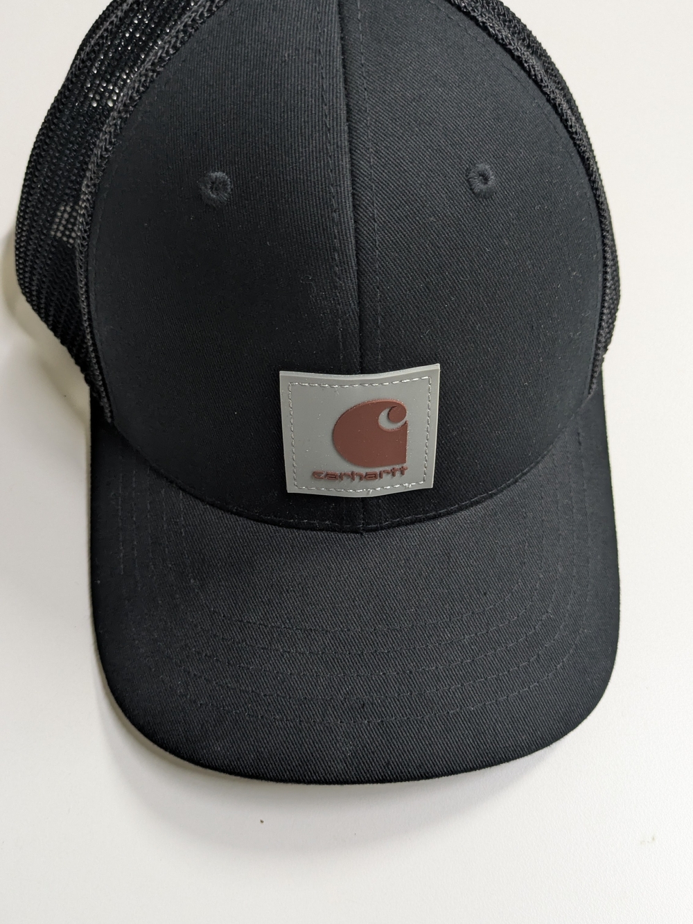 Carhartt Black Mesh-Back Cap with Brown Logo Patch